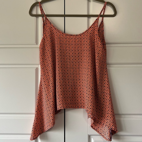 Soprano's Sleeveless Tank Top Peach Black Geometric Print Casual Summer Top SM - Picture 4 of 8